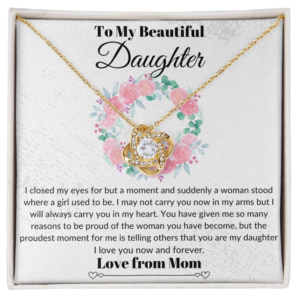 Daughter Carry You Love Knot Necklace