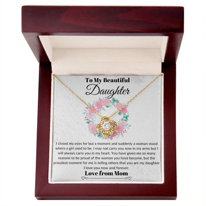 Daughter Carry You Love Knot Necklace