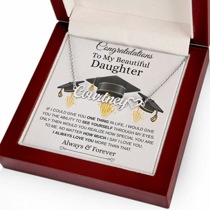 Personalized Graduation Name Heart Necklace for Daughter