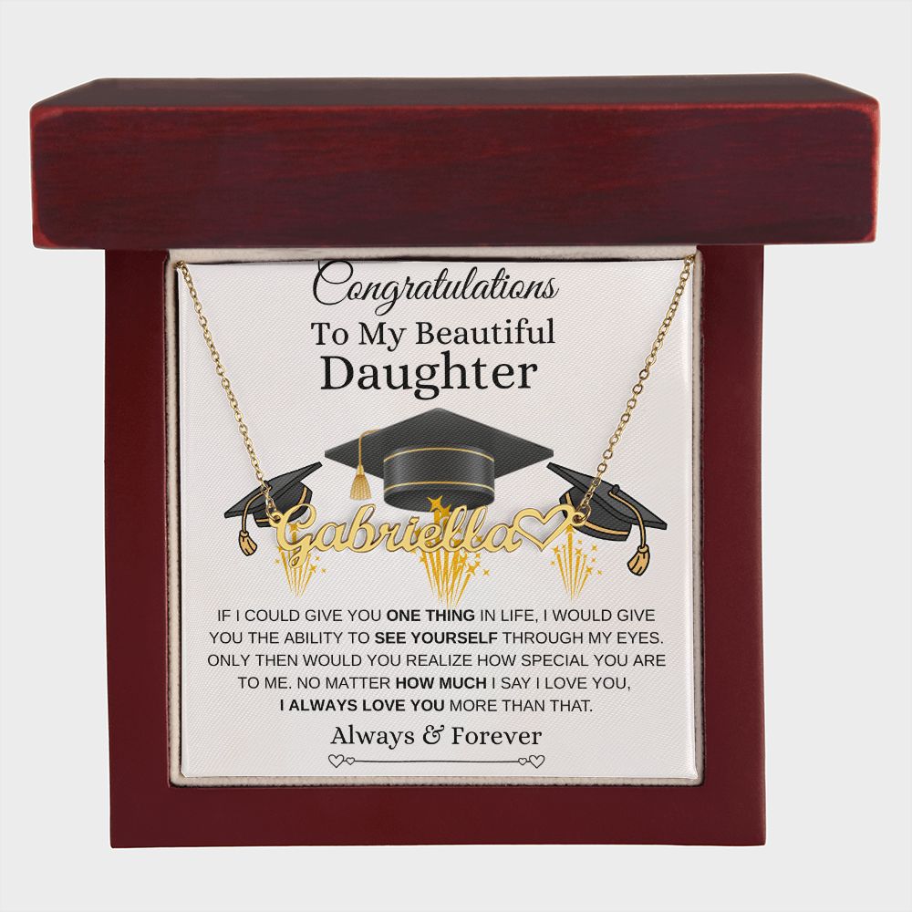 Personalized Graduation Name Heart Necklace for Daughter