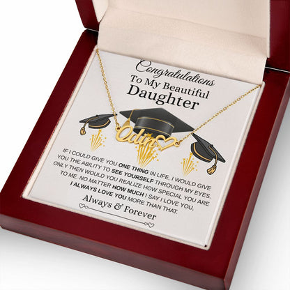 Personalized Graduation Name Heart Necklace for Daughter